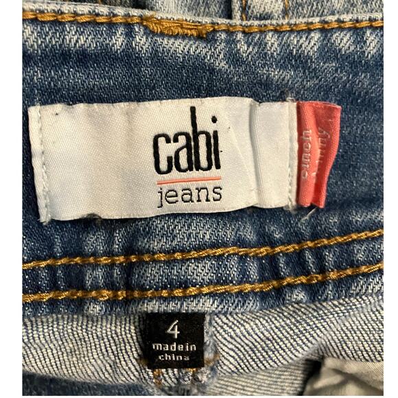 CAbi Womens Jeans Blue Denim Cinch Mid Rise Bleach Splatter Skinny Stretch 4 - Picture 4 of 11